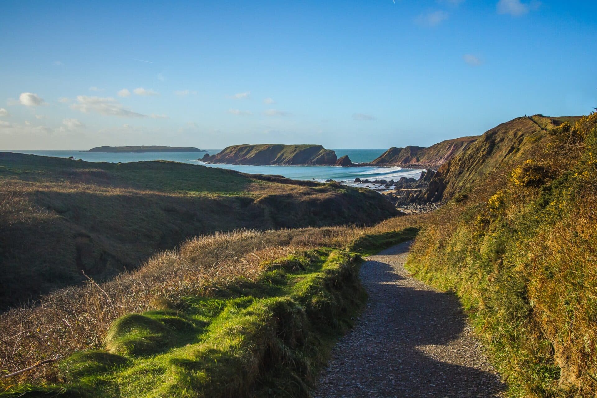 view of countryside and seaside