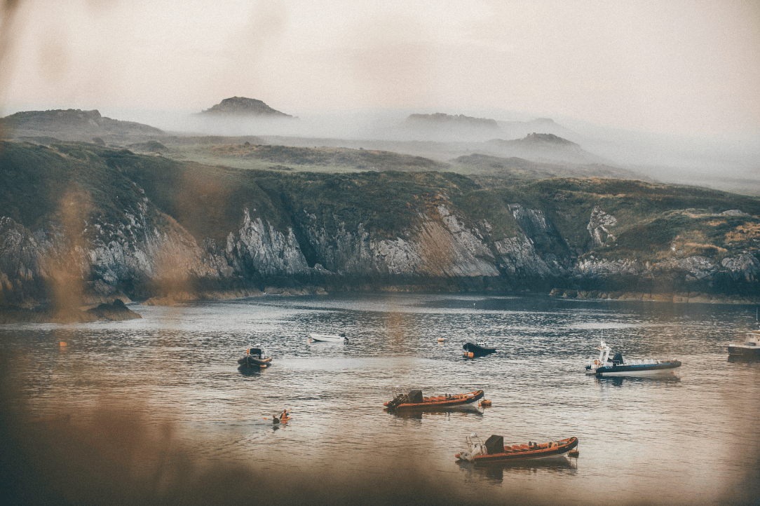 water and hills views