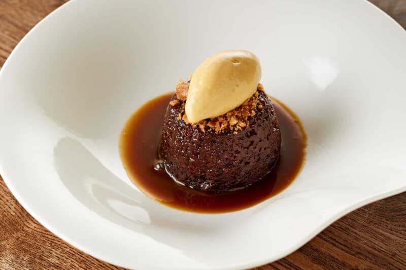 chocolatey desert with sauce