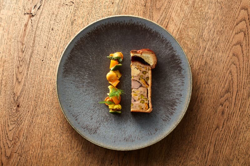 exotic food on dark plate