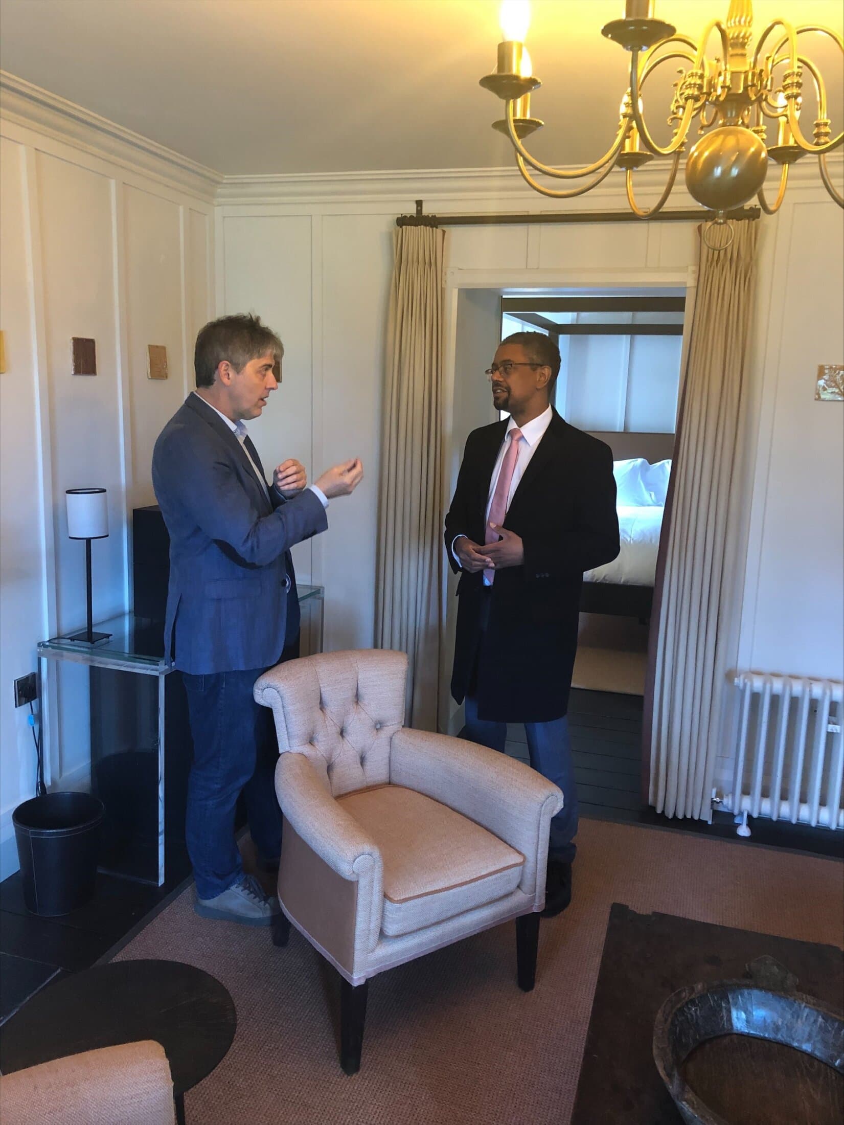 A grove member meeting the economy minister of wales